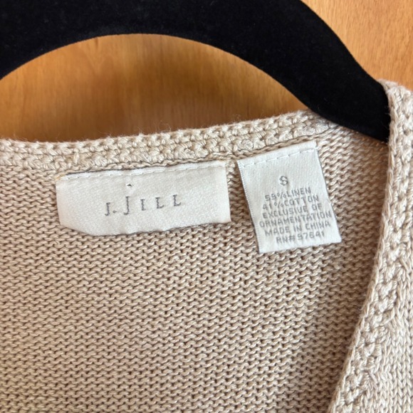 VTG J.Jill Embroidered fall Floral Cardigan Sweater Linen Blend Neutral Small - Picture 2 of 7